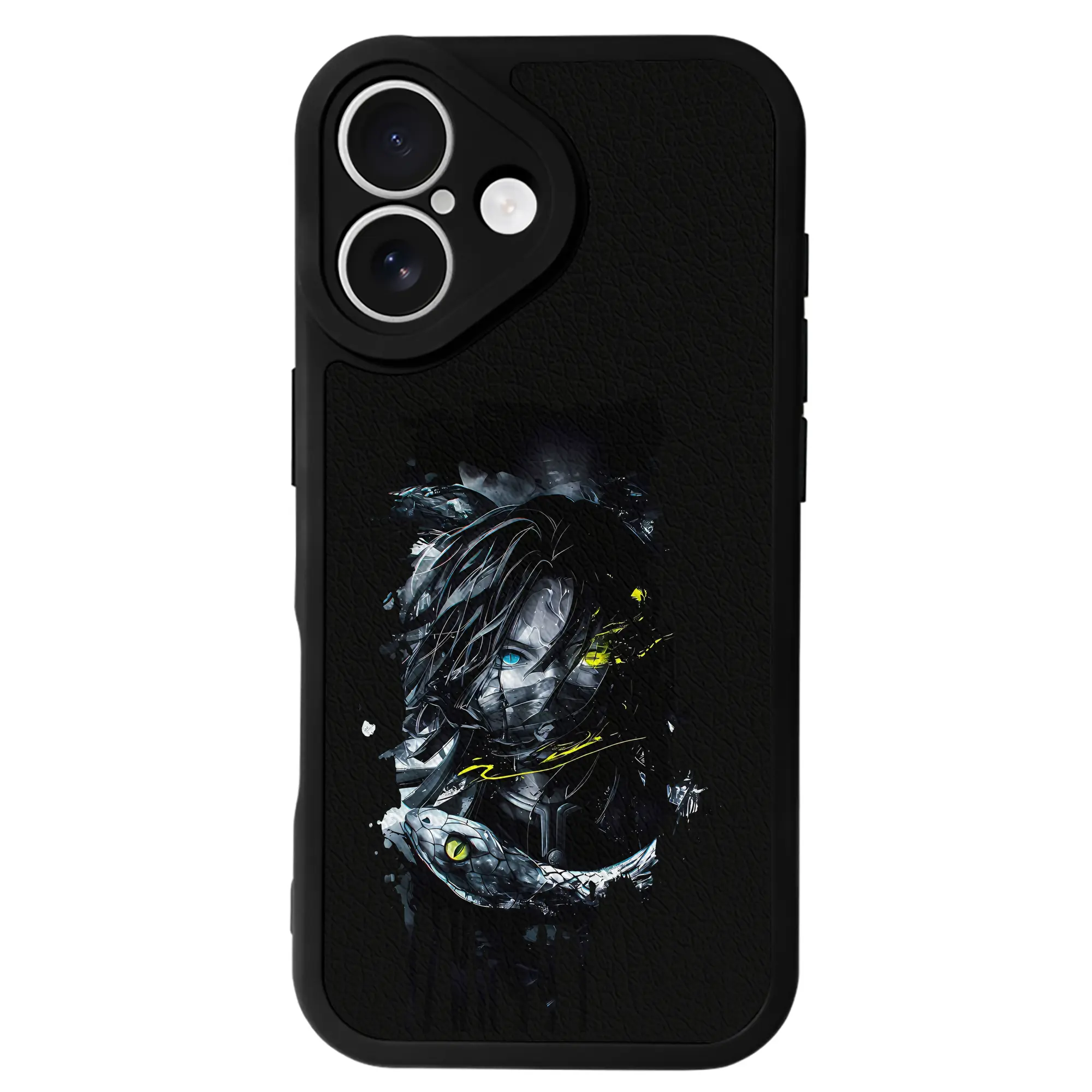 鬼滅の刃 グッズ,伊黒 小芭内 - IPhone 16シリーズ対応 ・ シリコンスマホケース ・ レザー調 ・ 高精度フィット ・ 耐衝撃 ・ ワイヤレス充電対応 ・ 精密カット